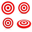 Collection of red targets isolated on white background