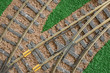 closeup of model railroad tracks