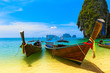 Thailand traditional wooden boats. Sea landscape