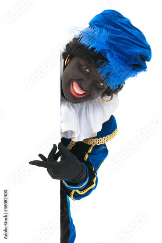 Photo: Dutch black pete with white board Dutch black pete with white board
