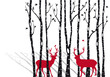 birch trees with christmas deers, vector