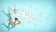 young woman dancing and jumping...