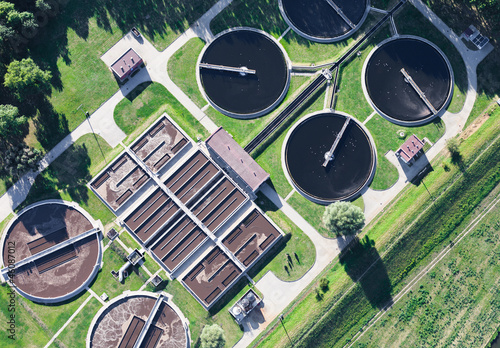 Photo: aerial view of Opole city sewage treatment plant aerial view of Opole city sewage treatment plant