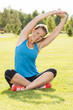 Happy woman jogger training in the park. Healthy lifestyle and p