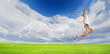 Modern style dancer against blue sky