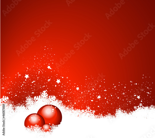 Vector: weihnachtlicher roter Hintergrund mit Kristbaumkugeln weihnachtlicher roter Hintergrund mit Kristbaumkugeln