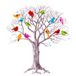 Birds Christmas tree vector