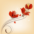 Romantic red flowers decoration in retro style