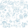 Seamless background its a boy with toys doodle