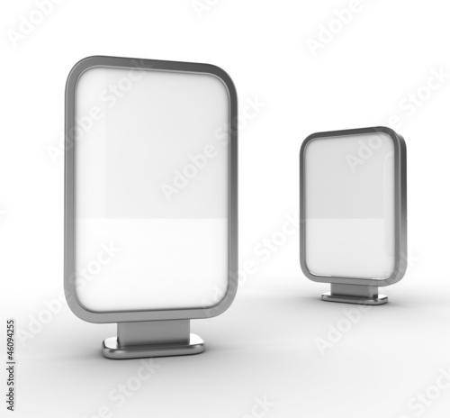 Illustration: Three blank vertical billboards Three blank vertical billboards