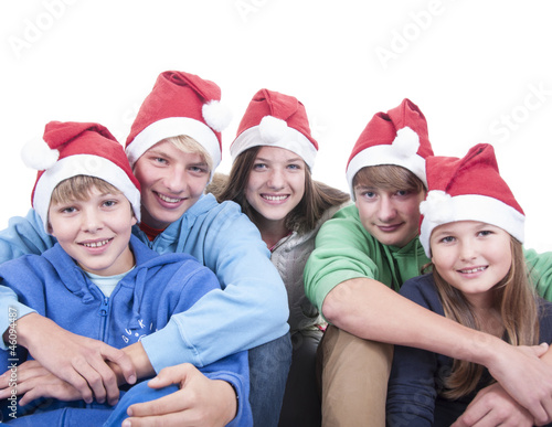 Photo: Gute Freunde mit Weihnachtsmütze Gute Freunde mit Weihnachtsmütze