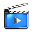 Illustration: Clapboard with Blue Screen. Media Player Concept. Clapboard with Blue Screen. Media Player Concept.