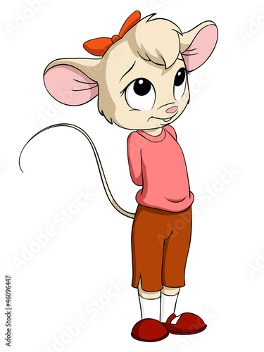Vector: Cartoon little mouse female in pink blouse Cartoon little mouse female in pink blouse