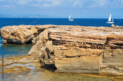 Photo: Punta de Sa Pedrera coast in Formentera, Balearic Islands, Spain Punta de Sa Pedrera coast in Formentera, Balearic Islands, Spain
