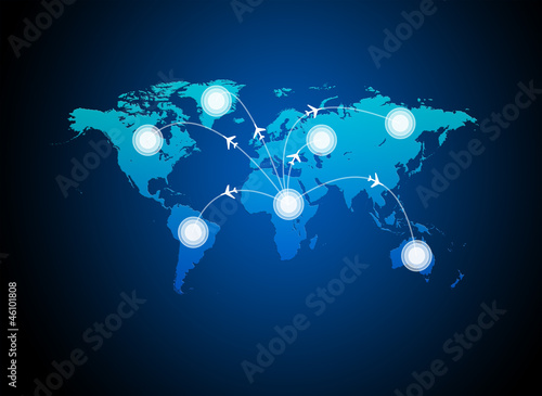 Photo: world travel airplanes vector world travel airplanes vector