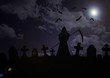 cemetery - skeleton and vampire