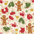 Colorful Christmas pattern seamless with  mittens and socks