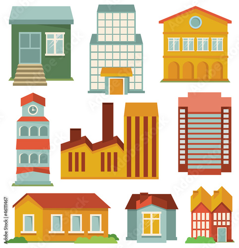 Vector: Vector set with buildings icons Vector set with buildings icons
