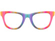Knallbunt gestreifte Nerdbrille – freigestellt