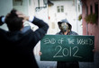 Business man is scared of the end of the world