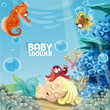Baby shower  with sleeping baby mermaid