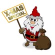 Santa Claus mit Werbeschild
