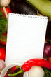 Notebook paper to write recipes and vegetables