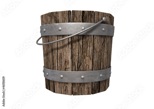 Illustration: Vintage Wooden and Metal Bucket Vintage Wooden and Metal Bucket