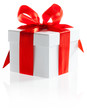 Photo: Gift with ribbon and bow isolated on the white background Gift with ribbon and bow isolated on the white background
