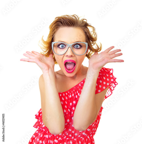 Photo: Surprised pin-up girl, isolated on white, similar in my gallery Surprised pin-up girl, isolated on white, similar in my gallery