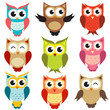 Vector: set of owls set of owls