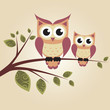 Vector: Two owls on the tree Two owls on the tree