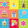 patchwork with birthday party elements