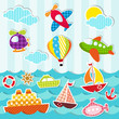 set of sea and air transport