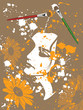 Vektor: Messy Painting with Woman and Flowers Messy Painting with Woman and Flowers