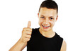 Photo: Portrait of a teenage boy with thumbs up on a white background Portrait of a teenage boy with thumbs up on a white background