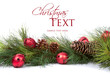 pine branches with Christmas ornaments