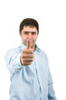 Young man with thumb up