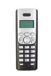 Modern wireless phone, close-up. On a white background.