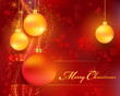 Red golden Christmas bokeh background with baubles