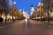 Gediminas Avenue in Vilnius at night