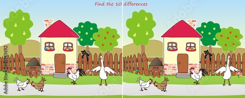 Vector: house-find 10 differences house-find 10 differences