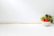 The empty space in the kitchen with vegetables bowl