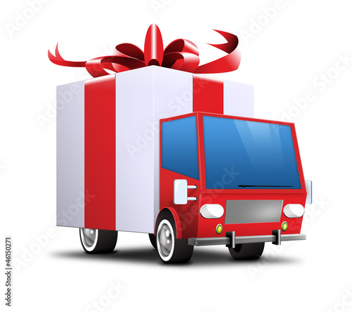 Illustration: geschenke lieferwagen geschenke lieferwagen