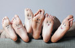 Close up of human soles with smiles