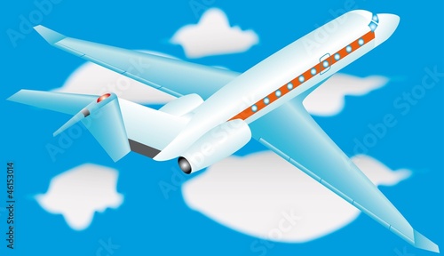 Vector: Airplane in a sky with clouds, eps10 Airplane in a sky with clouds, eps10