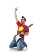 Photo: guitarist on his knees rock sign guitarist on his knees rock sign