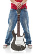 Photo: casual man guitar between legs casual man guitar between legs