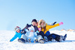 Family on a snowy hill