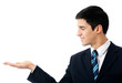 Business man showing, isolated